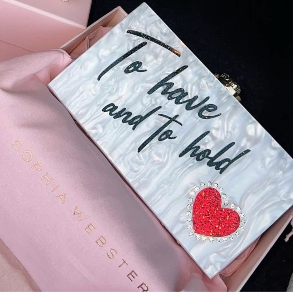 Sophia Webster Marbled Clutch with Pink Dust Bag